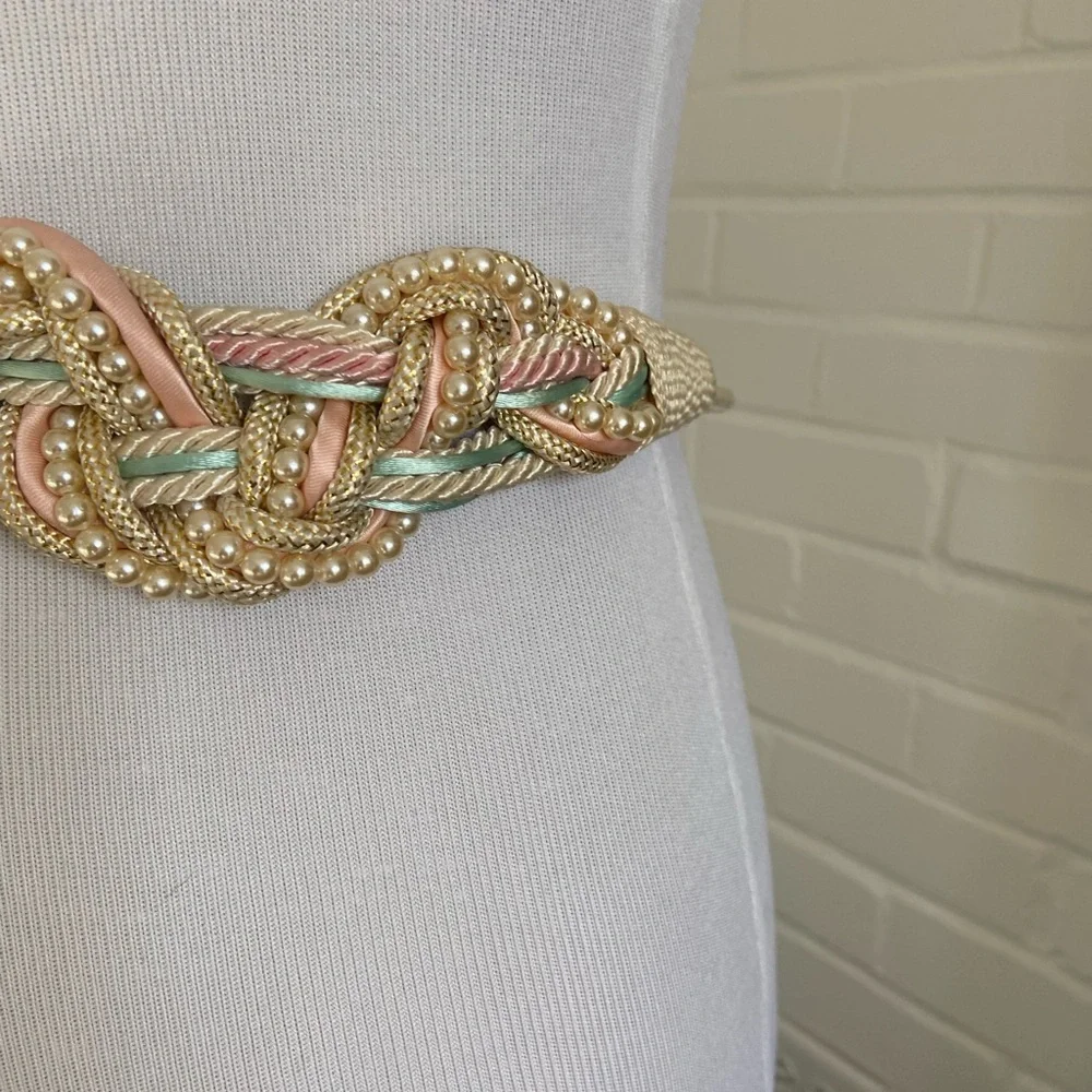Bundle of 3 Disco 80’s-90’s Decorative Rope Belts in Teal, Multicolor & Pastels
